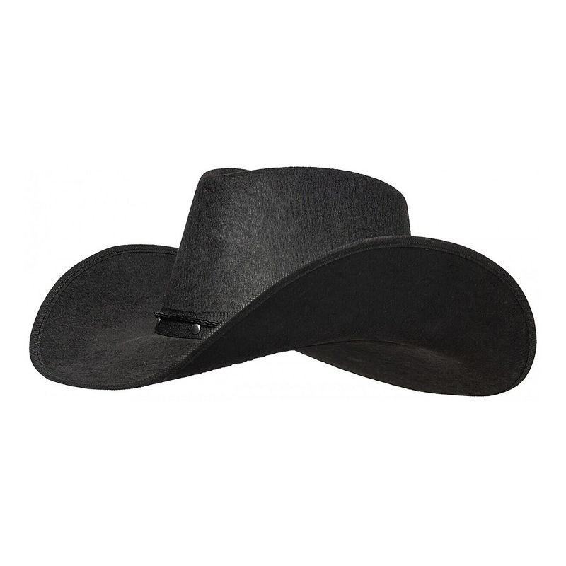 Underwraps Black Cowboy Hat with Metal Stud Rim Adult Costume Accessory, 1 of 2