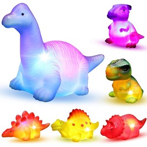 6-Pack Light-Up Dinosaur Bath Toys, Floating Glow Set for Bathtub and Pool Play - 1 of 4