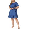 Agnes Orinda Women's Plus Size Cross Back Ruffle Hem Formal Chambray T-Shirt Dresses - 2 of 4