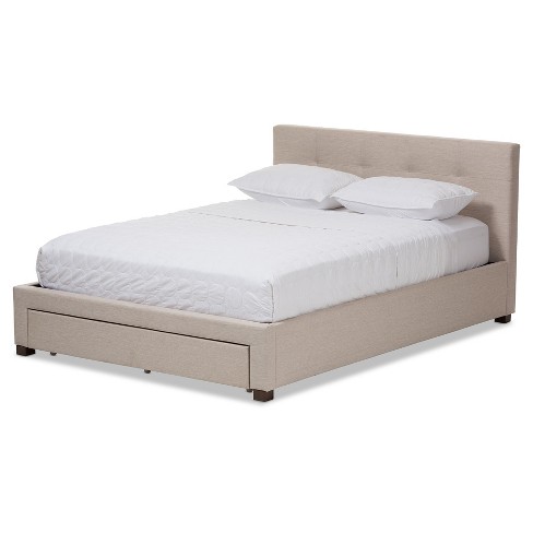 Brandy Fabric Upholstered Storage, Baxton Studio Madison Queen Modern Platform Bed With Tufted Headboard White