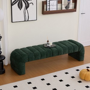 Aortzio 69.7"W Chenille Waterfall Bench End of Bed,Entryway Ottoman with Storage,Large Size Footstool for Bedroom,Living Room - 1 of 4