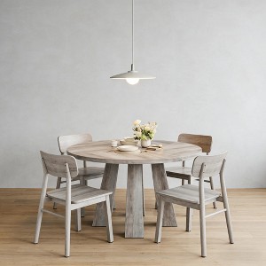 47" Wood Round Dining Room Table with Sturdy Base for Living Room, Apartment - 1 of 4