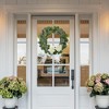 Lavender wreath with green leaves and White Silk Hydrangeas Farmhouse Flower Wreath for Wall or Window Decor - 2 of 4