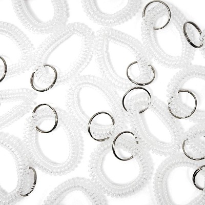 Juvale 100 Pack Clear Spiral Wrist Key Chain Spring Coil Bracelet for Gym, Lockers (6.7 in)