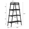 VECELO 4-Tier Metal Ladder Shelf, Multifunctional Ladder Bookshelf Plant Flower Stand Storage Rack Shelves Bookcase, Brown/Black/White - 2 of 4