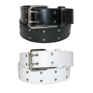 CTM Kid's Leather Two Hole Jean Belt (Pack of 2 Colors) - 1 of 4