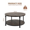 Round Coffee Table, 2 Tier Wooden Coffee Table with Storage, Farmhouse Center Tables for Living Room - 2 of 4