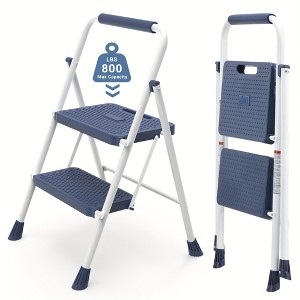 NAYSAYE Portable 2 Layer Step Ladder with Safety Buckle Wide Anti Slip Pedals and Stable Steel Frame, Gray, 21.06"*3"*36.81" - 1 of 4