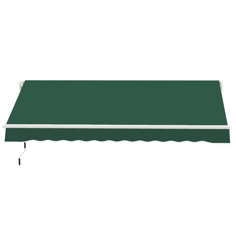 Outsunny 12' x 8' Patio Awning Canopy Retractable Sun Shade Shelter with Manual Crank Handle for Patio, Deck, Yard, Green, 4 of 9
