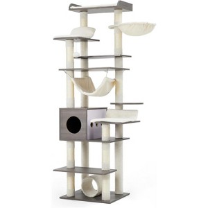 Cat Tree for Large Cats, Features Scratching Post, Cat Condo, Platforms, Tunnel, Hammock, Food Station & Bowls - 1 of 4