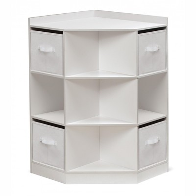 Badger Basket Corner Cubby Storage Unit with Four Reversible Baskets - White
