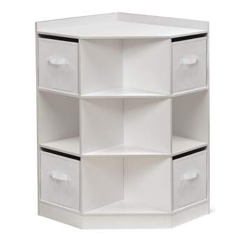 Badger Basket Corner Cubby Storage Unit with Four Reversible Baskets - White