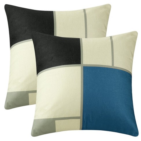 1pc Navy Blue Pillow Cover, Blue & Gold Blue Square Pillow Case Suitable  For Bedroom, Living Room Decoration 18x18 Inches (pillow Core Not Included)