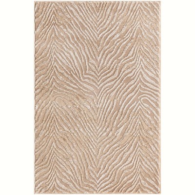 Ivory Beige Rectangular Synthetic Stain-resistant Area Rug