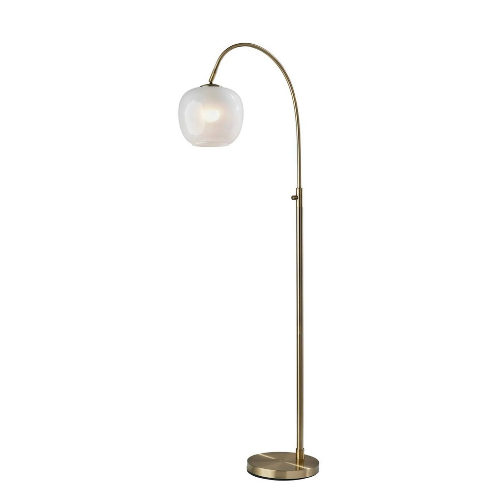 Photos - Floodlight / Street Light Adesso Magnolia Floor Lamp Brass: 61.75" Tall, Glass Shade, ETL Listed, An 