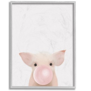 Stupell Industries Baby Farm Piglet with Pink Bubble Gum - 1 of 4