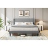 Queen Bed Frame with Headboard, Modern Upholstered Platform Bed in Linen Fabric, Mattress Foundation - 2 of 4