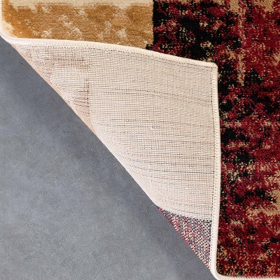 Ivory Red Geometric Synthetic Runner Rug 2'3" x 7'3"