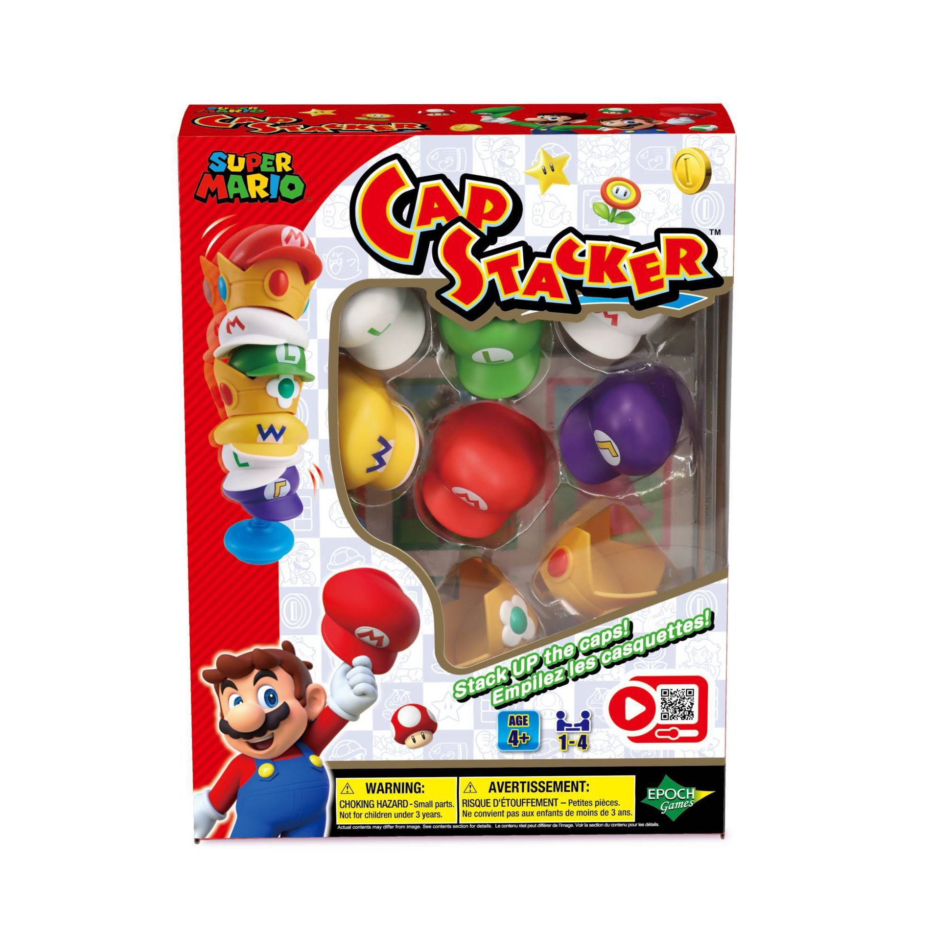 Epoch Everlasting Play Super Mario Cap Tower Balancing Game: Fine Motor Skill Board Game for Kids, 1-4 Players