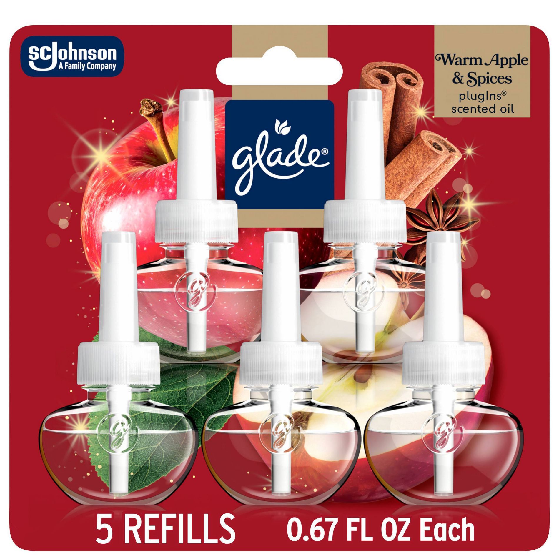 Glade PlugIns Scented Oil Air Freshener Refills - Warm Apple & Spices - 3.35oz/5ct