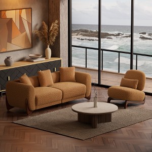 Morden Fort 2 Piece Boucle Sofa Set, Armless Chair & Sofa, Modern Upholstered Couches Sofas Set for Living Room Bedroom and Apartment, Caramel : Target
