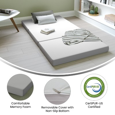 Twin Gray Memory Foam Tri-Fold Sofa Bed
