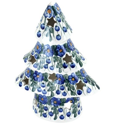 Blue Rose Polish Pottery Pandora Small Christmas Tree Luminary