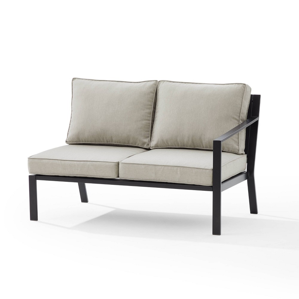 Photos - Garden Furniture Crosley Clark Outdoor Steel Right Side Loveseat Taupe/Matte Black  