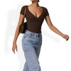 Anna-Kaci Women's Short Sleeve Sweetheart Neckline Bodysuit with Slim Fit and Stretch Fabric - 3 of 4