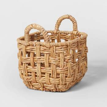 Small Twisted Open Checkered Weave Milk Crate Natural - Brightroom™