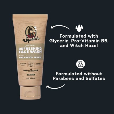 DR. SQUATCH Men's Hydrating Face Wash - Birchwood Breeze - 4floz: For Normal Skin, Gel Cleanser