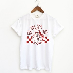 Simply Sage Market Women's Ho Ho Ho Checkered Short Sleeve Garment Dyed Tee - 1 of 4