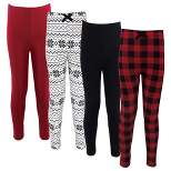 Touched by Nature Baby, Toddler, Big Kids and Youth Girl Organic Cotton Leggings 4pk, Buffalo Plaid
