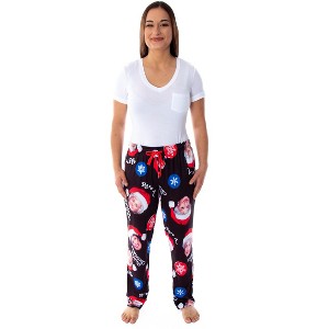 Seven Times Six Golden Girls Women's 4 Character Santa Hat Sleep Lounge Pajama Pants Black - 1 of 3
