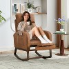 Rocking Chair Nursery, Modern Upholstered Glider Rocker with Side Pocket, High Backrest Padded Seat Accent Armchair for Living Room, Nursery, Bedroom - 4 of 4
