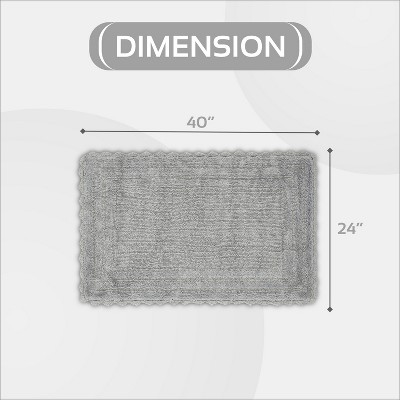 Gray 24" x 40" Cotton Crochet Reversible Bath Rug