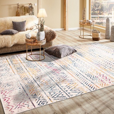 Geometric Bohemian Multi 3'3"x5' Reversible Synthetic Area Rug