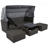 4-Pieces Outdoor Patio Rattan Daybed Sunbed Set with Retractable Canopy, Lift Table, and Adjustable Seat - 2 of 4