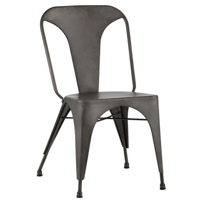 Flynn 17.5" Modern Metal Dining Chair in Dark Warm Gray - Brant House