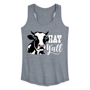 Women's - Country Casuals - Hay Y'all Cow Graphic Racerback Tank - 1 of 4