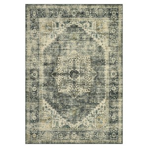 4 x 6 ft Polyester Imitation  Brown Green Rectangular Hallway Bathroom Entryway Kitchen Office Foldable Flower Printed  Washable Area - 1 of 4