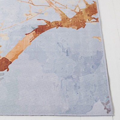 Gray and Beige Abstract Synthetic 6' x 9' Area Rug