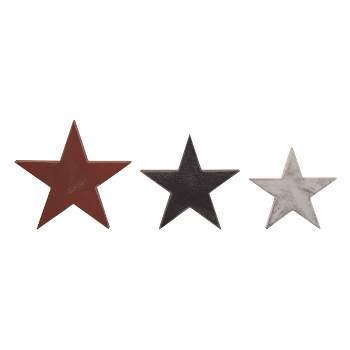 Transpac Wood 8.4" Multicolor Patriotic Star Shaped Block Decor Set of 3