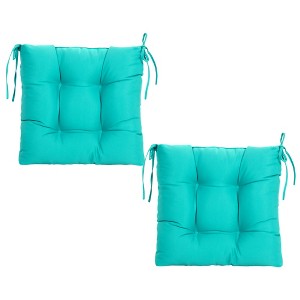 ARTPLANT Outdoor Dinning Seat Pads Cushions with Tie 19"x19"x4",Square Wicker Outdoor Tufted Chair Cushion,Set of 2 - 1 of 4