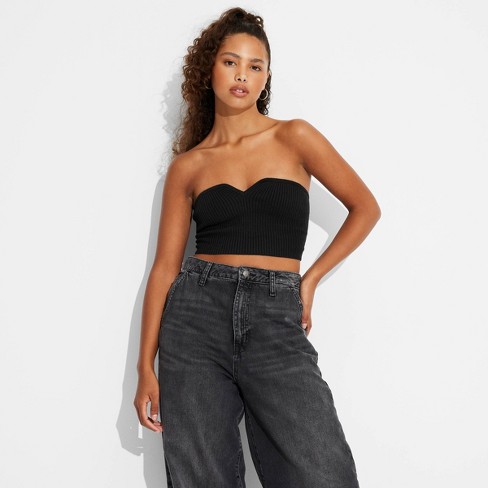 Women s Cropped Tube Sweater Wild Fable Black M Target