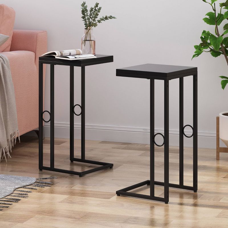 Set of 2 Bader Modern C-Shaped Side Table Black - Christopher Knight Home, 3 of 8