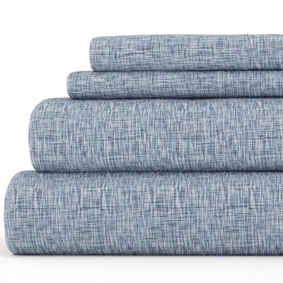 Image of Becky Cameron, Easy Care, Chambray Pattern Sheet Set, Queen, Light Blue