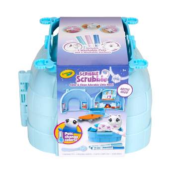 Crayola Scribble Scrubbie Pets Carrier 14 Markers brush Pet Salon Spa Play  Set