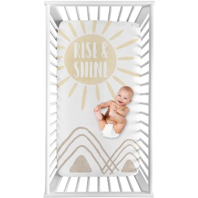 Image of Sweet Jojo Designs Boy, Girl, Unisex/Gender Neutral Photo Op Fitted Crib Sheet Desert Sun Taupe, Gold and White