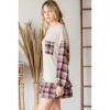 Slickblue Women's Stylish Sweater Top, Color Block Plaid Pocket & Sleeves, Contrast Stitch Neck, Coral/Rust, Size S-L - 3 of 4